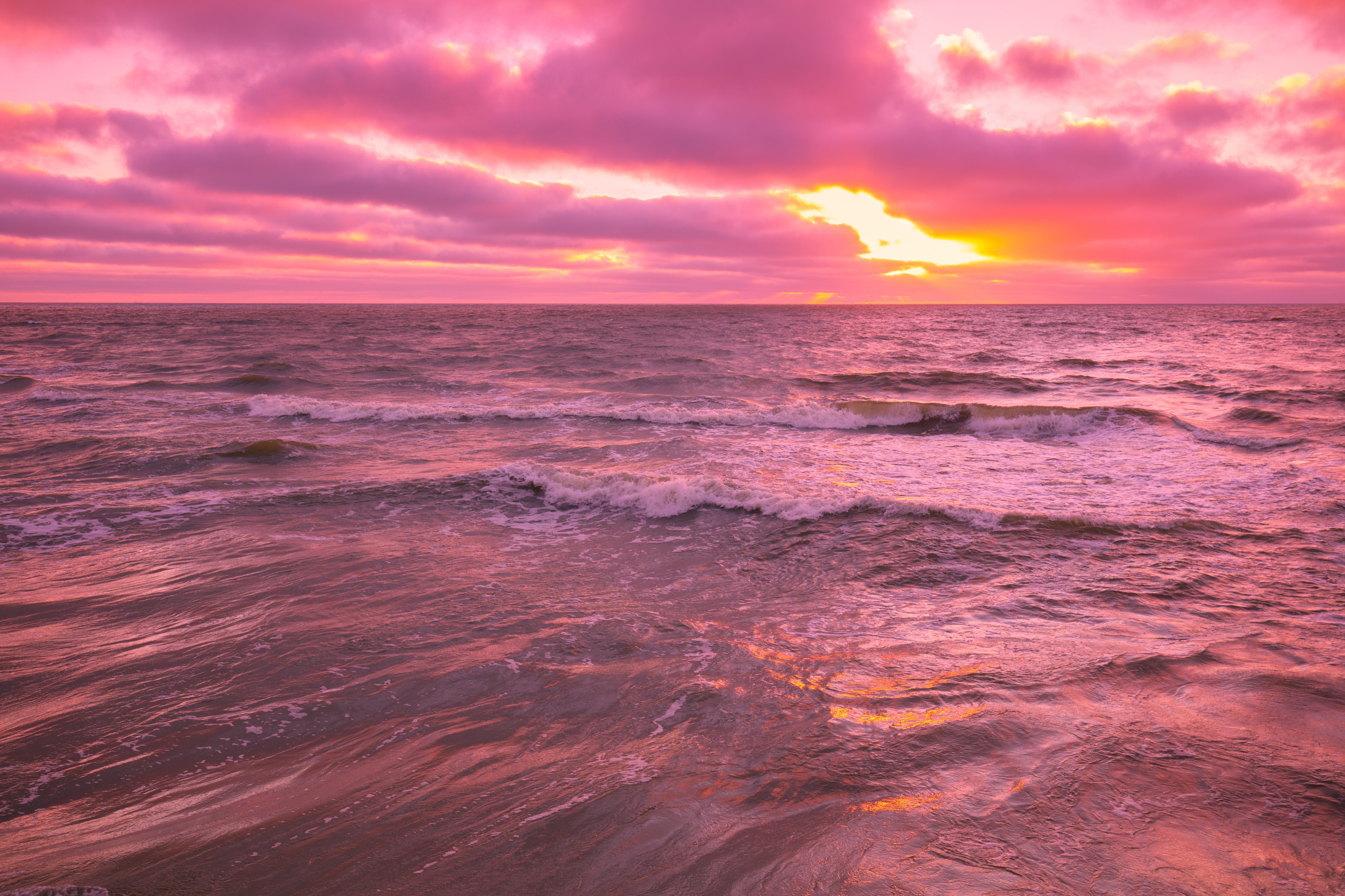 Pink sunset over sea